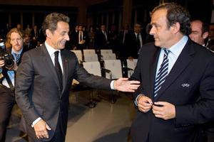 Sarkozy y Platini, durante un encuentro de ambos antes de que estallase el ’Qatargate’.