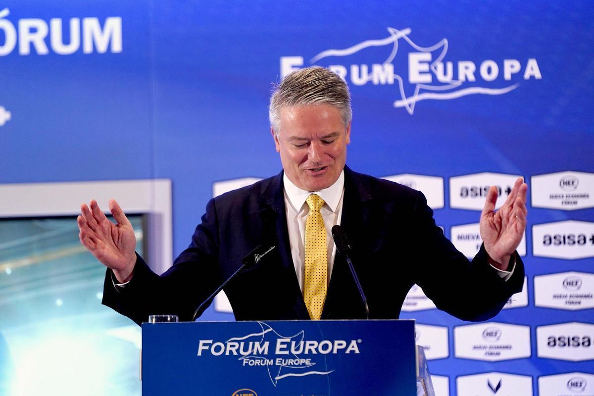 El secretario general de la OCDE, Mathias Cormann, durante su participación en un foro de debate en Madrid, en marzo de 2022. El secretario general de la OCDE, Mathias Cormann, durante su participación en un foro de debate en Madrid, en marzo de 2022.