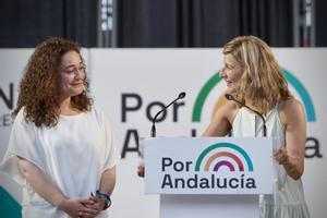 Yolanda Díaz escenifica junto a Ione Belarra e Íñigo Errejón el frente amplio de la izquierda en Andalucía