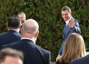 El presidente del Gobierno, Pedro Sánchez, a su llegada a la firma del convenio que impulsa la ‘Operación Campamento’.