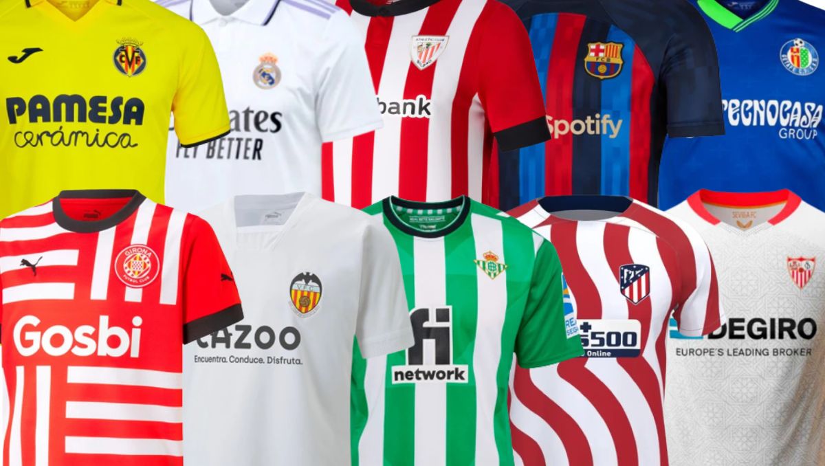 Tarjeta postal Suponer Chorrito Así son todas las camisetas de LaLiga 2022/23: Castore, criptomonedas y  sponsors tradicionales | El Periódico de España
