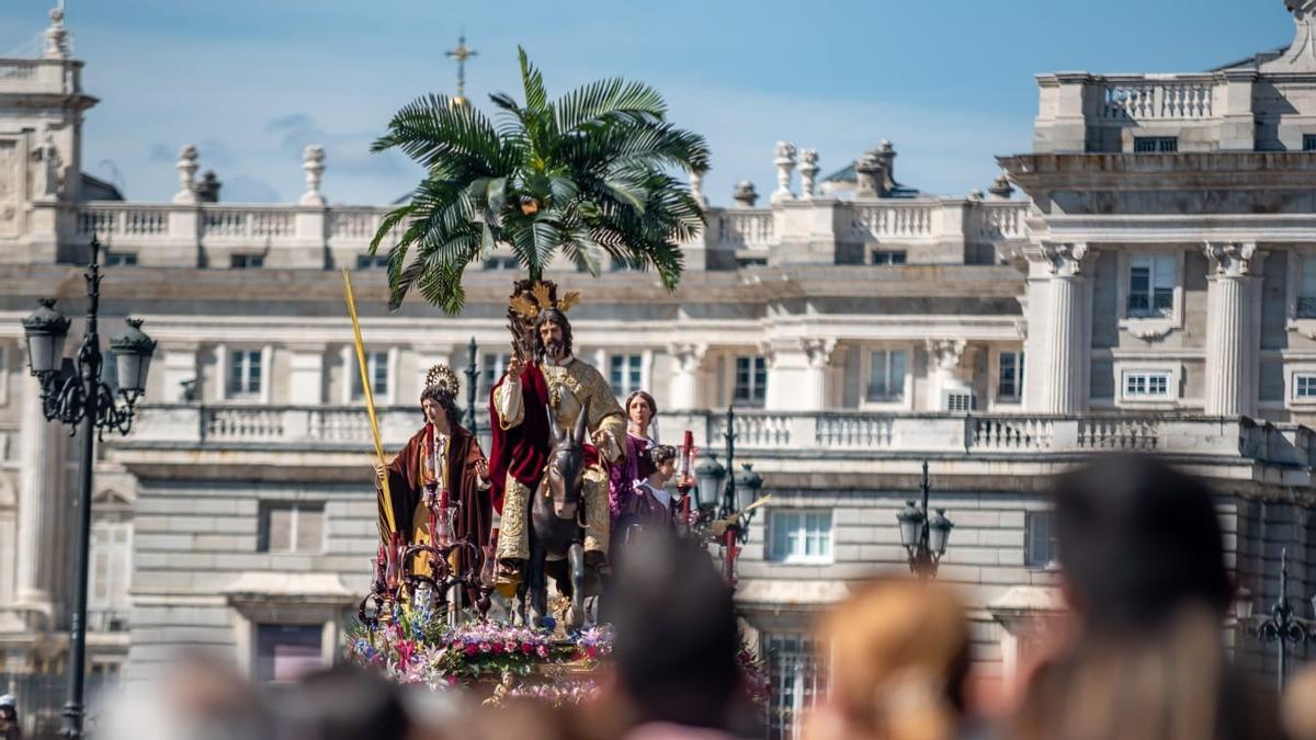 Imagen de archivo de la procesión de Semana Santa, ’La Borriquita’, en su paso por las calles de Madrid
