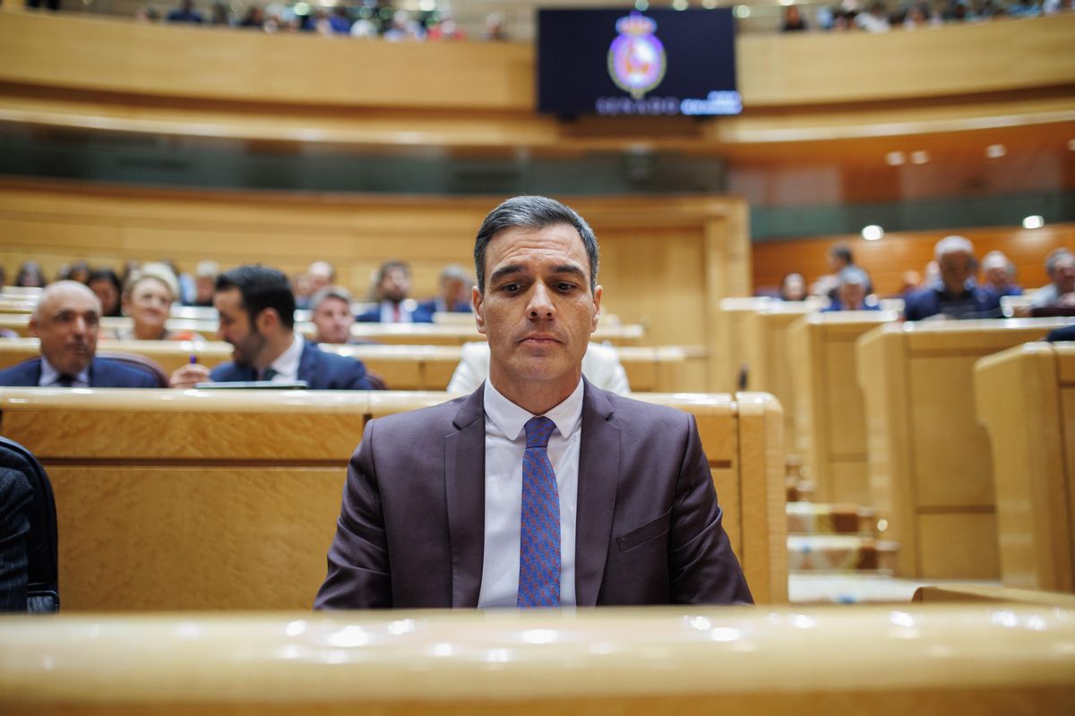 El presidente del Gobierno, Pedro Sánchez, durante una sesión de control al Gobierno en el Senado, a 22 de noviembre de 2022, en Madrid (España). El presidente del Gobierno, Pedro Sánchez, durante una sesión de control al Gobierno en el Senado, a 22 de noviembre de 2022, en Madrid (España).