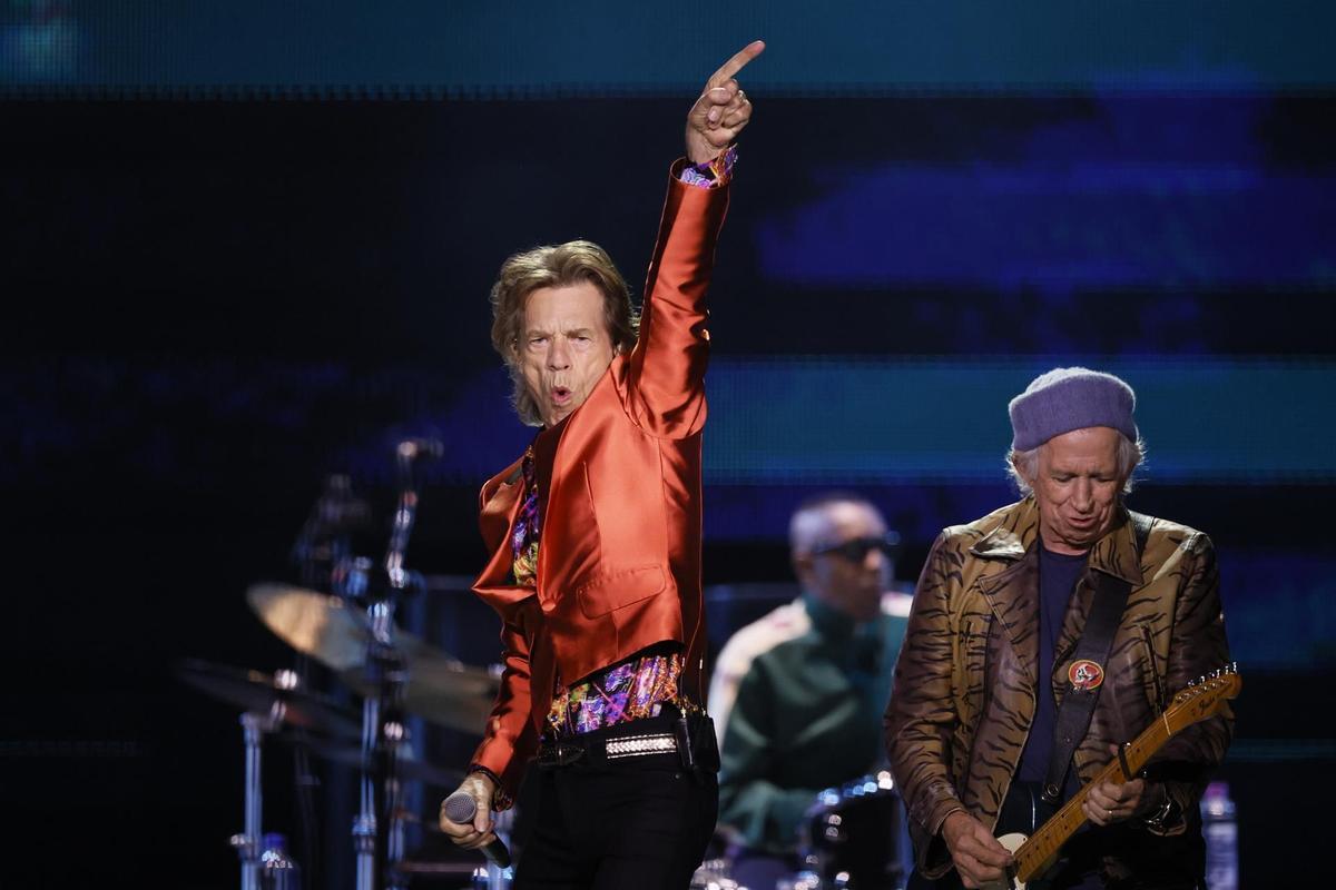 El cantante de The Rolling Stones, Mick Jagger, durante el concierto ofrecido en el estadio Metropolitano de Madrid.