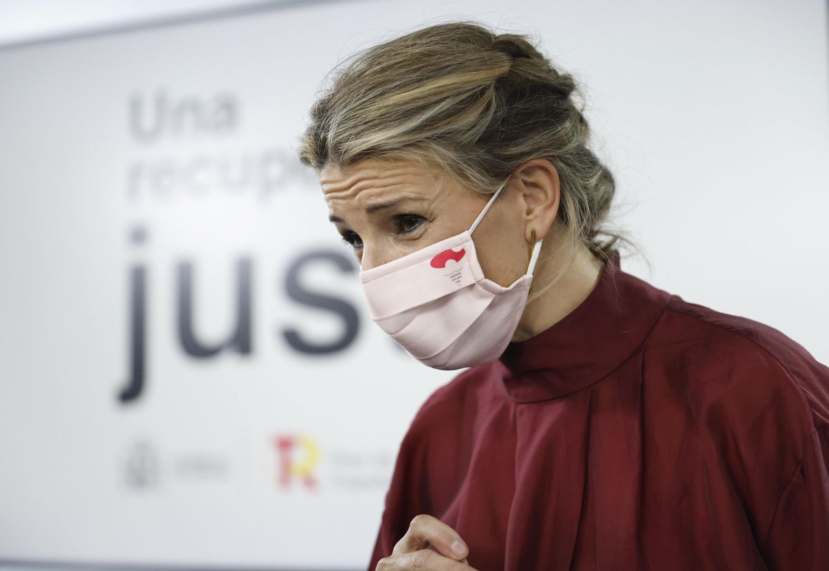 La vicepresidenta segunda, Yolanda Díaz, tras una rueda de prensa del Consejo de Ministros La vicepresidenta segunda, Yolanda Díaz, tras una rueda de prensa del Consejo de Ministros