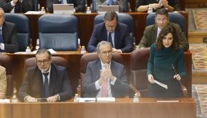 Isabel Díaz Ayuso durante el pleno de hoy en la Asamblea de Madrid.