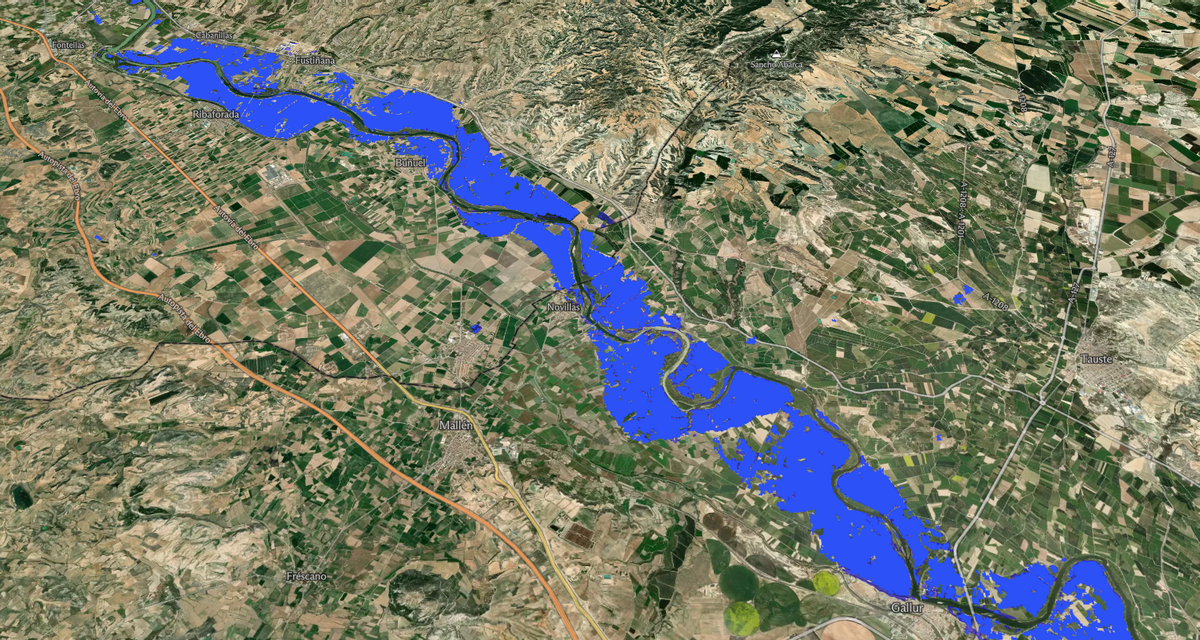 Las imágenes de satélite que muestran los daños por la mayor crecida del Ebro en un siglo