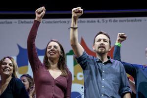 Irene Montero y Pablo Iglesias, en la clausura de la Universidad de Otoño de Podemos.