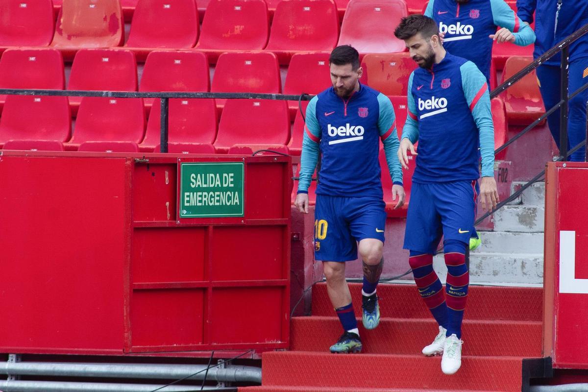 Leo Messi y Gerard Piqué con el FC Barcelona.