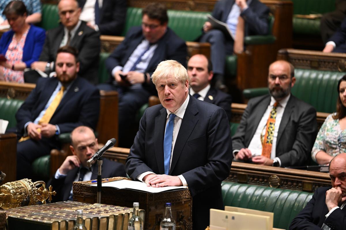 El ex primer ministro británico Boris Johnson, en el Parlamento.