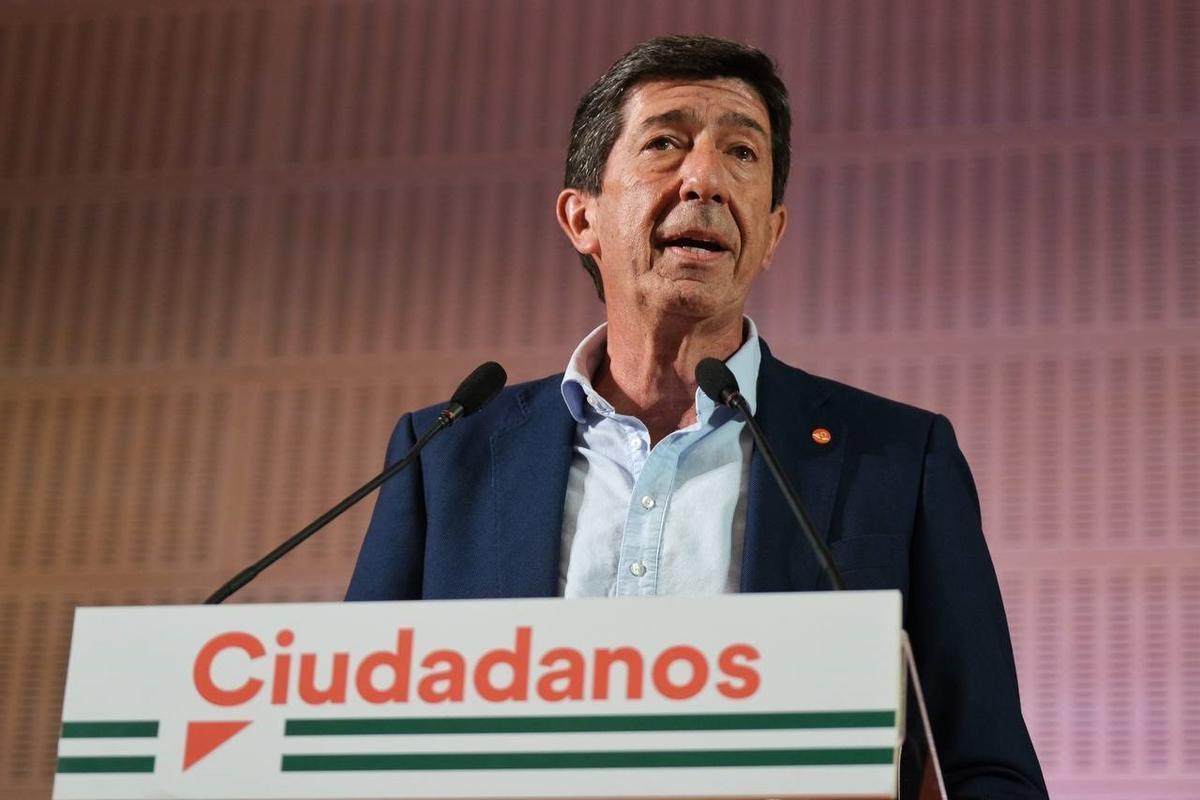 El candidato de Cs a la Presidencia de la Junta, Juan Marín, este domingo en su análisis de los resultados de las elecciones andaluzas. 