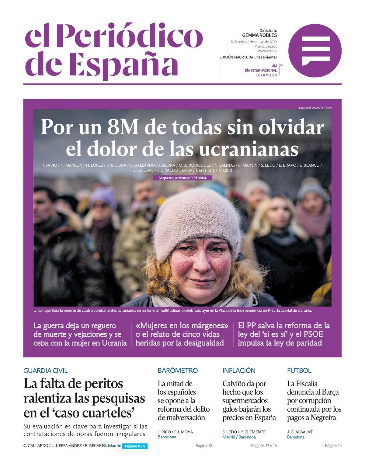 EL PERIÓDICO DE ESPAÑA de hoy miércoles 8 de marzo de 2023 | El Periódico  de España