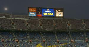 Imagen de las gradas del Camp Nou durante el Barcelona-Real Sociedad de la primera jornada de Liga.