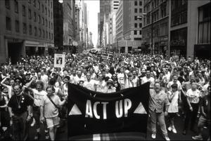 Protesta de ACT UP en Nueva York en los años 80.