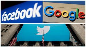 Composición con los logos de Facebook, Google y Twitter