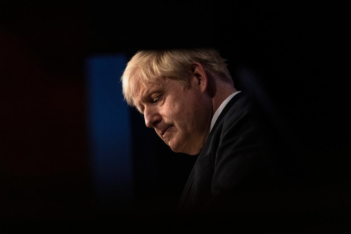 Boris Johnson tras una rueda de prensa en septiembre de 2021. 