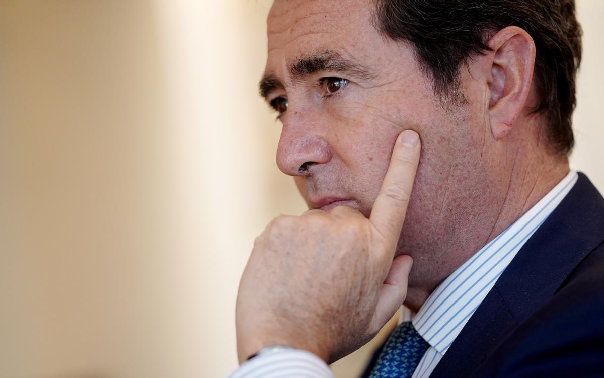 Antonio Garamendi, presidente de la CEOE, durante la entrevista. Antonio Garamendi, presidente de la CEOE, durante la entrevista.