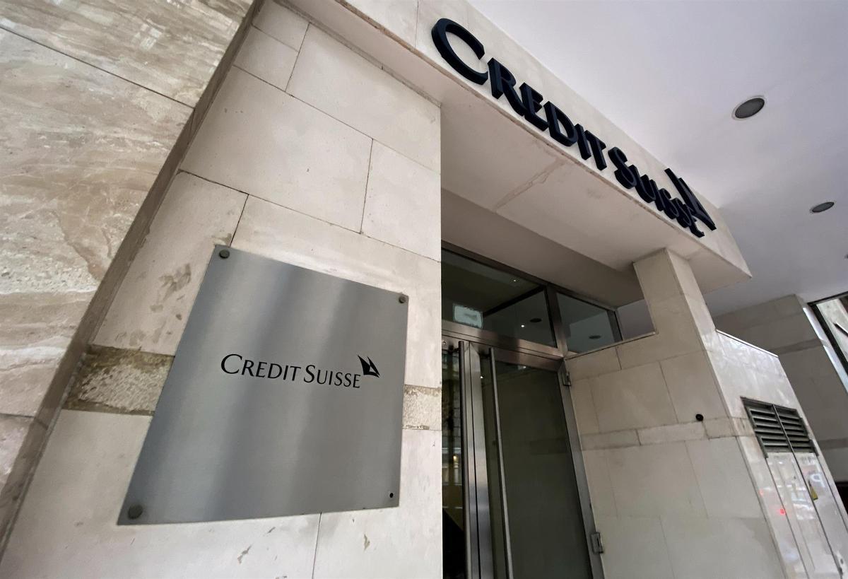 Entrada de la sede de Credit Suisse en Madrid (España), a 29 de enero de 2020.