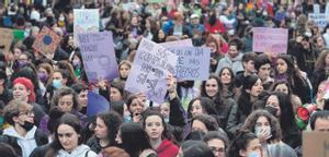 Ambiente en la manifestación por el 8-M celebrada en Barcelona este año.