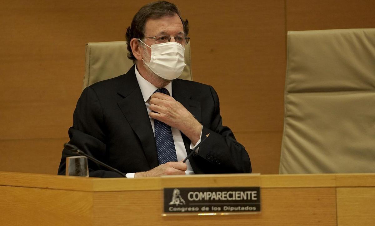 Mariano Rajoy durante su comparecencia en la comisión Kitchen, en el Congreso de los Diputados.