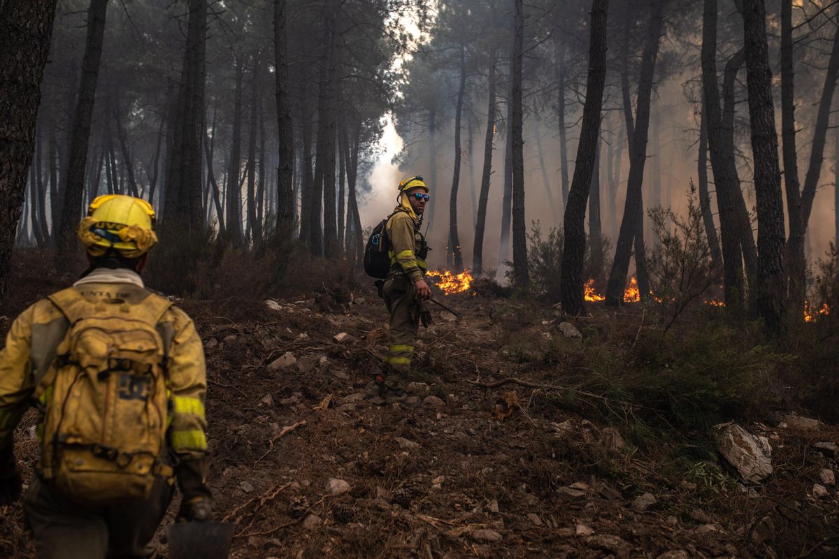 Varios bomberos intentar extinguir el incendio en Sierra Culebra. EPC Varios bomberos intentar extinguir el incendio en Sierra Culebra. EPC