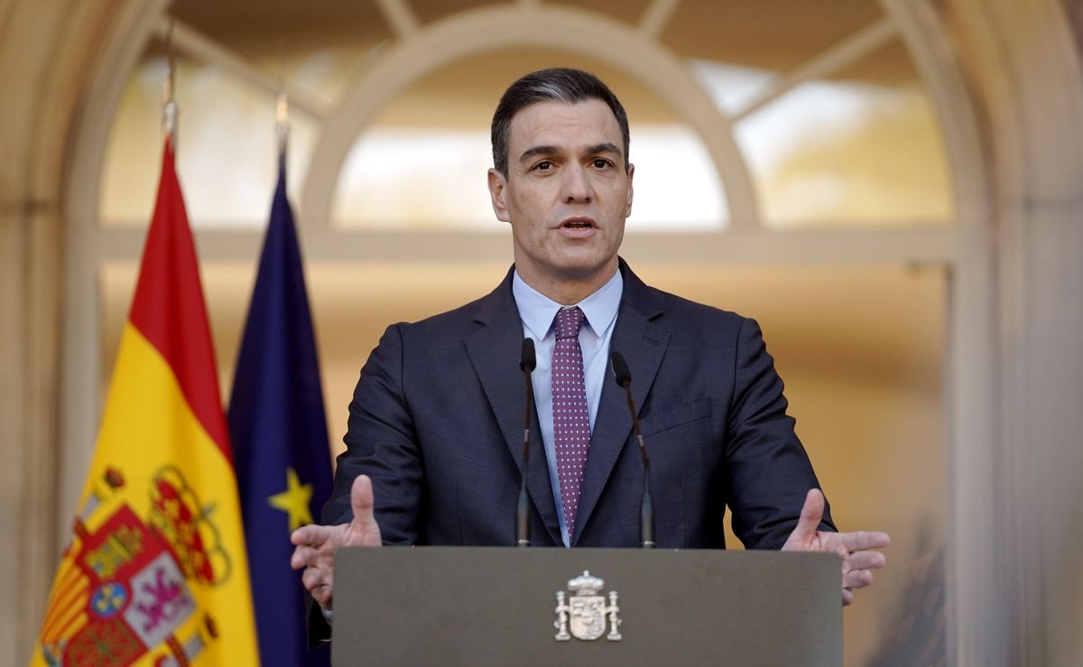 El presidente del Gobierno, Pedro Sánchez, durante una declaración institucional en el Palacio de la Moncloa El presidente del Gobierno, Pedro Sánchez, durante una declaración institucional en el Palacio de la Moncloa