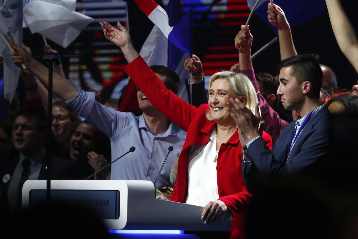 Marine Le Pen, durante la campaña de las elecciones en Francia.