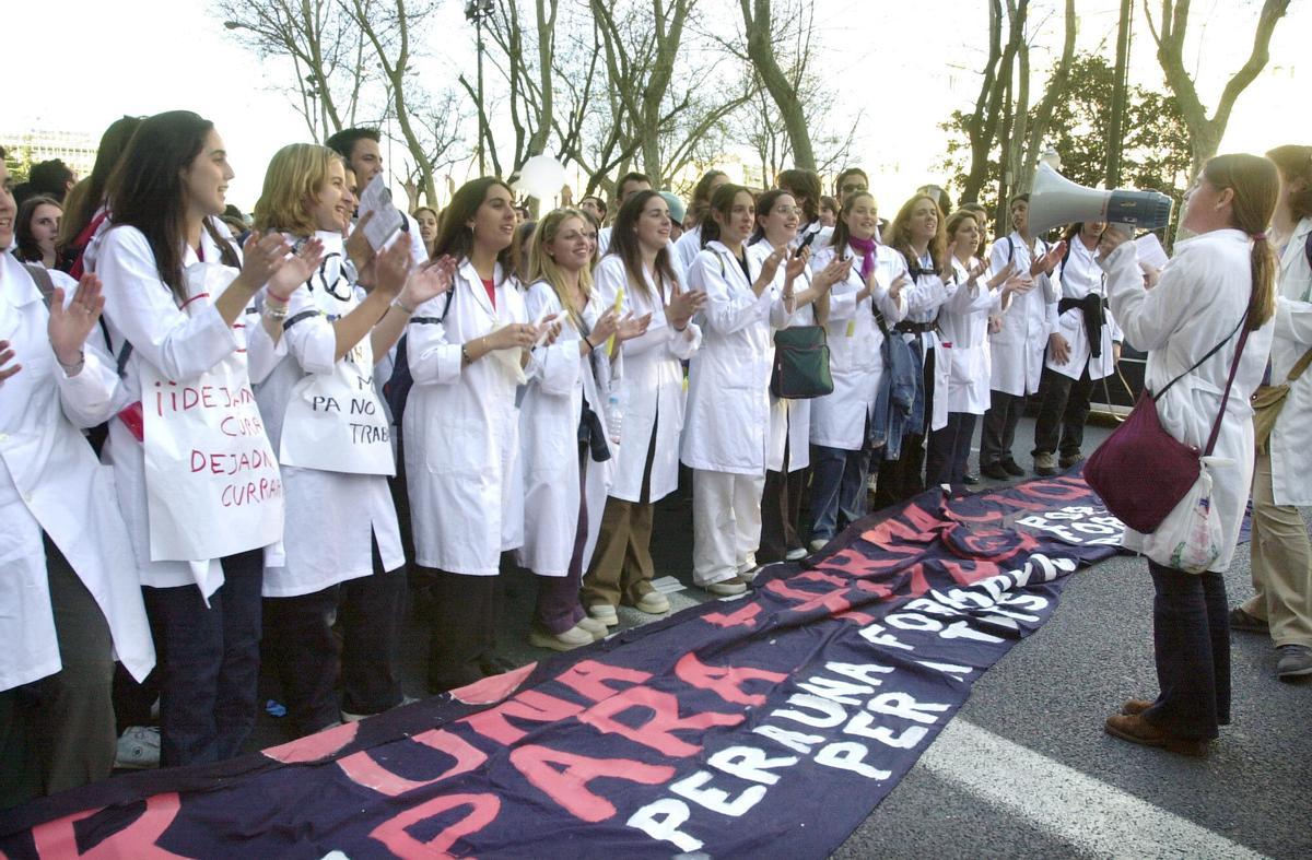 Imagen de archivo de una protesta de estudiantes de Medicina.