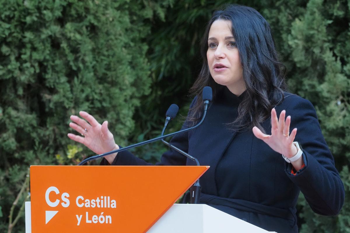 La presidenta de Cs, Inés Arrimadas, en Valladolid durante la presentación de la candidatura del partido a las Cortes de Castilla y León