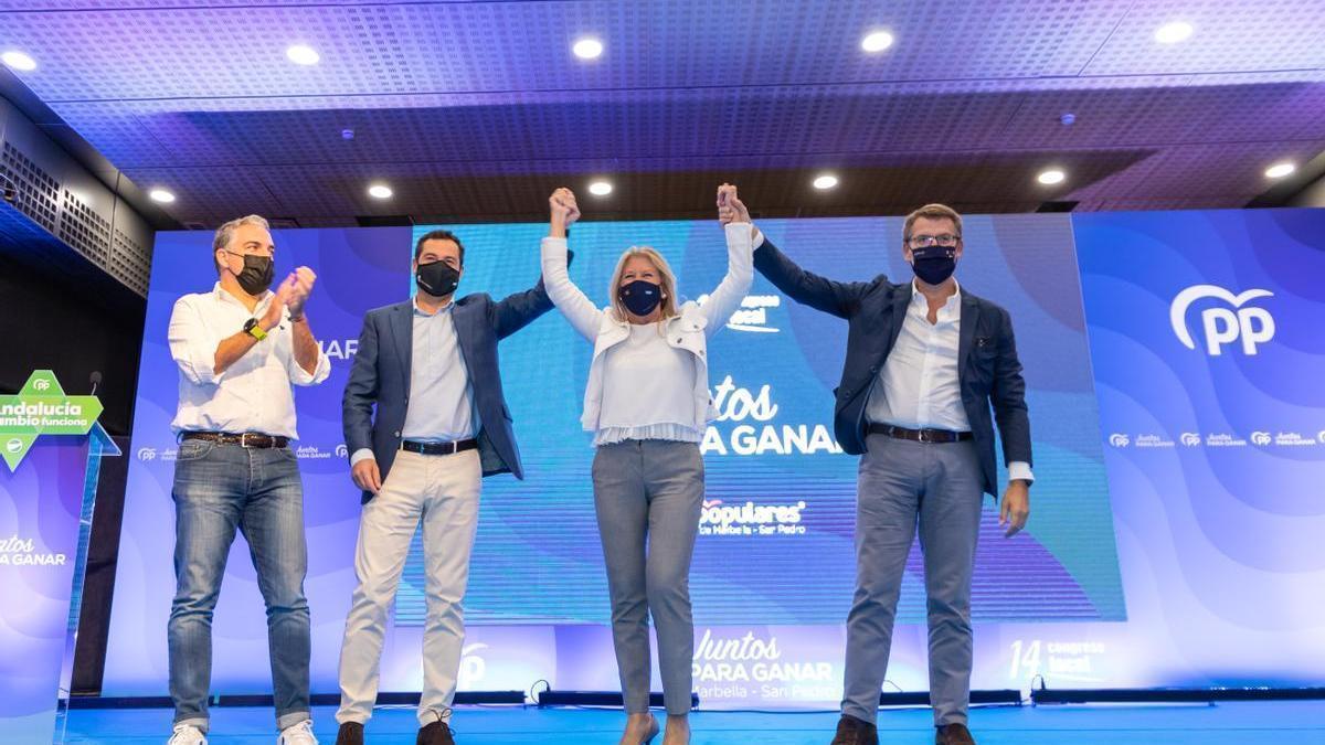 Bendodo, Moreno, Muñoz y Feijoo, en un acto de partido del PP en Marbella. Bendodo, Moreno, Muñoz y Feijoo, en un acto de partido del PP en Marbella.