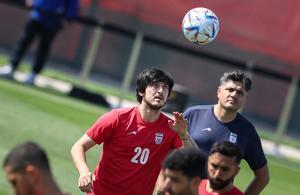 El jugador iraní Sardar Azmoun, durante un entrenamiento en Qatar.