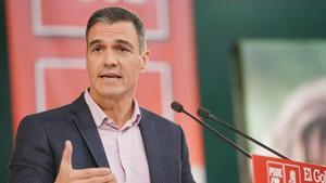 Pedro Sánchez interviene en un acto del PSOE en Vitoria. EP