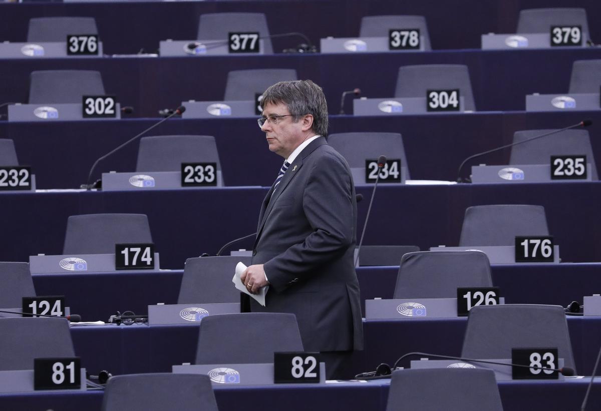 El expresidente de la Generalitat Carles Puigdemont en el Parlamento Europeo.