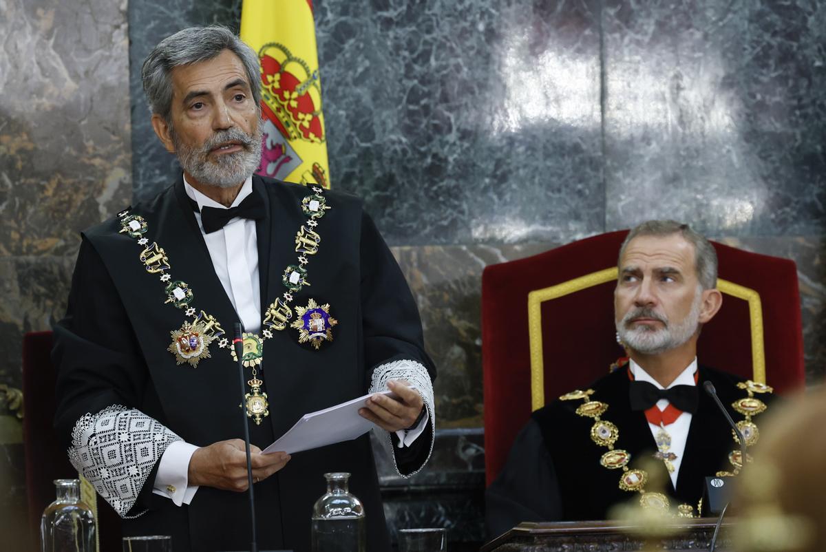 Carlos Lesmes da el discurso de apertura del año judicial ante el rey Felipe VI. EPC