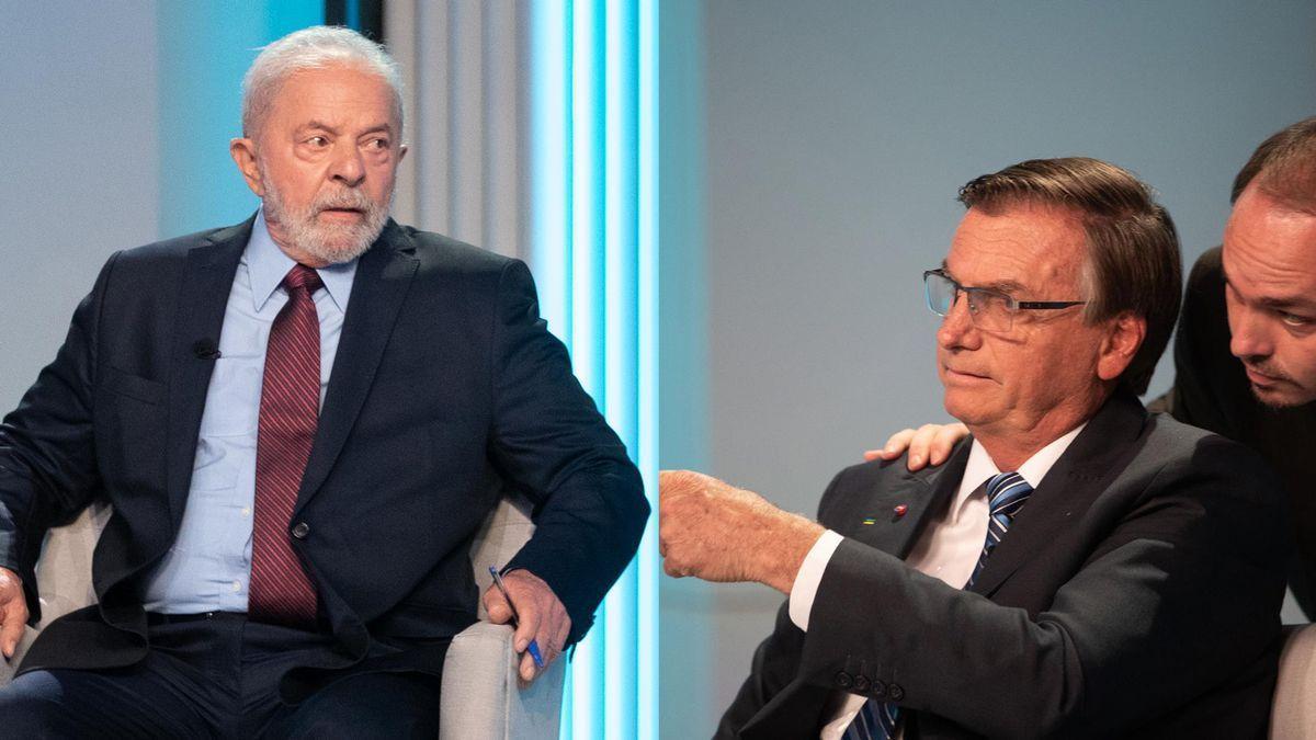 Lula y Jair Bolsonaro en el debate de candidatos presidenciales de Brasil.