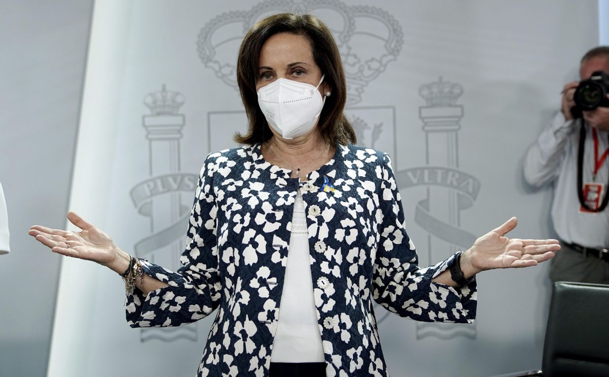Margarita Robles, ministra de Defensa, en la rueda de prensa posterior al Consejo de Ministros. Margarita Robles, ministra de Defensa, en la rueda de prensa posterior al Consejo de Ministros.