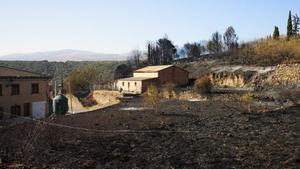 Campos muy próximos a viviendas de Añón de Moncayo, completamente calcinados. Marcos Calvo