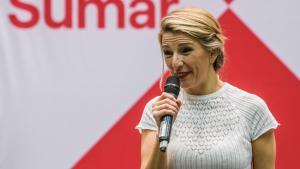 Yolanda Díaz, este domingo en el acto político de Sumar en Sevilla.