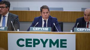 El presidente de Cepyme, Gerardo Cuerva, interviene durante la inauguración de unas jornadas de la organización sobre ’El reto de las vacantes en España’, a 18 de septiembre de 2023, en Madrid (España).