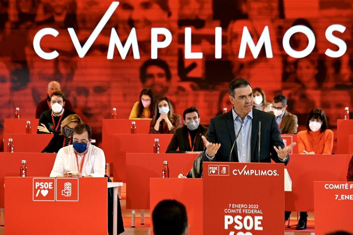 El secretario general del PSOE y presidente del Gobierno, Pedro Sánchez, en un acto de partido.