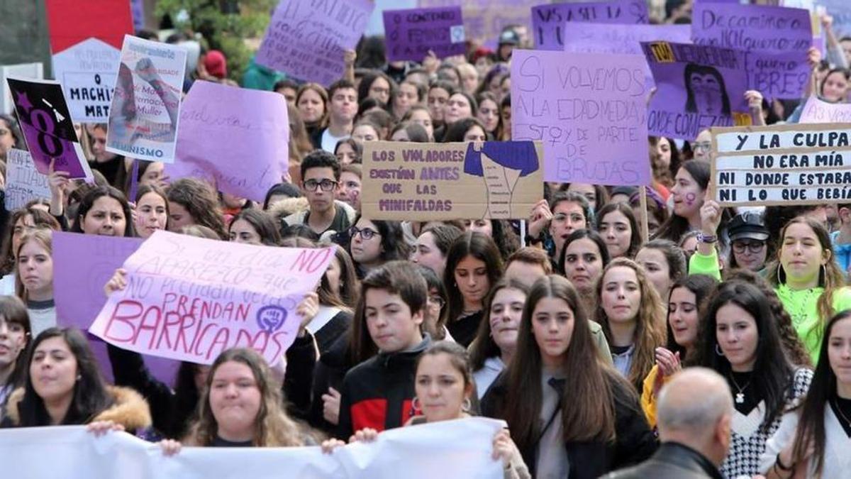 Una manifestación contra la violencia de género en Vigo.