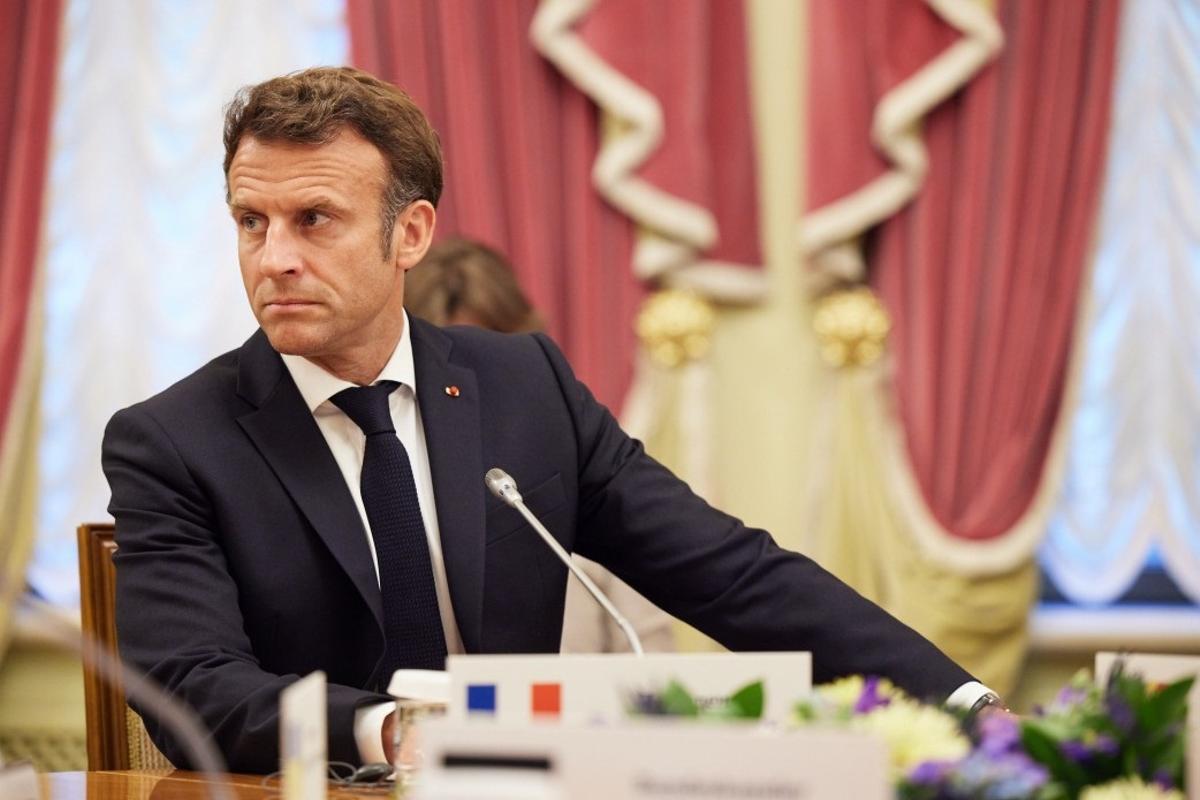 El presidente de Francia, Emmanuel Macron, durante una visita a Kiev.