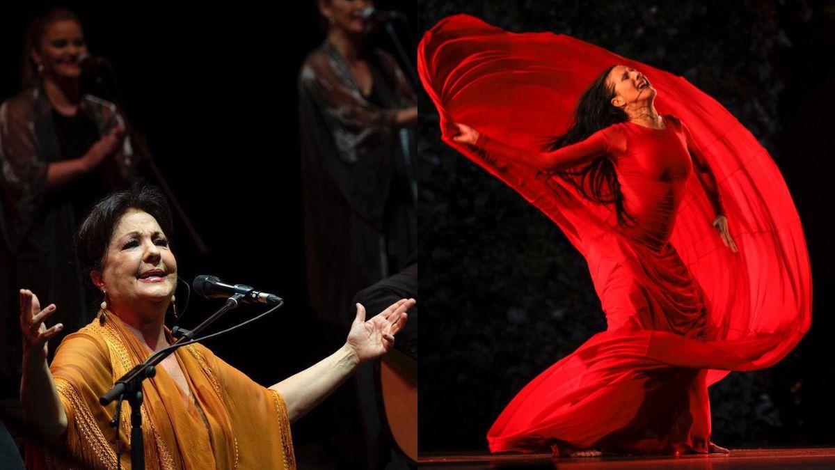 Carmen Linares y María Pagés en diferentes actuaciones.