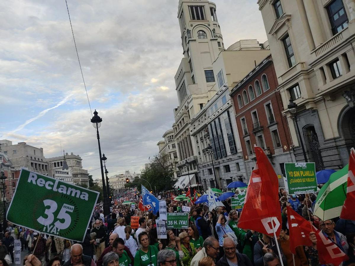 Manifestación el pasado sábado en defensa de la sanidad pública madrileña.