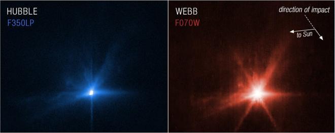 Webb y Hubble revelan espectaculares imágenes de la colisión de la sonda DART con un asteroide