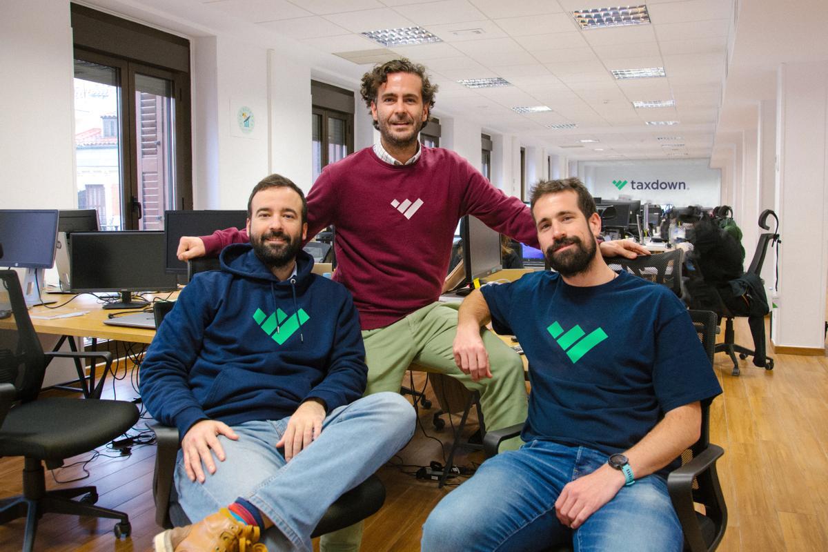 Los cofundadores de la startup TaxDown Joaquín Fernández, Álvaro Falcones y Enrique García.