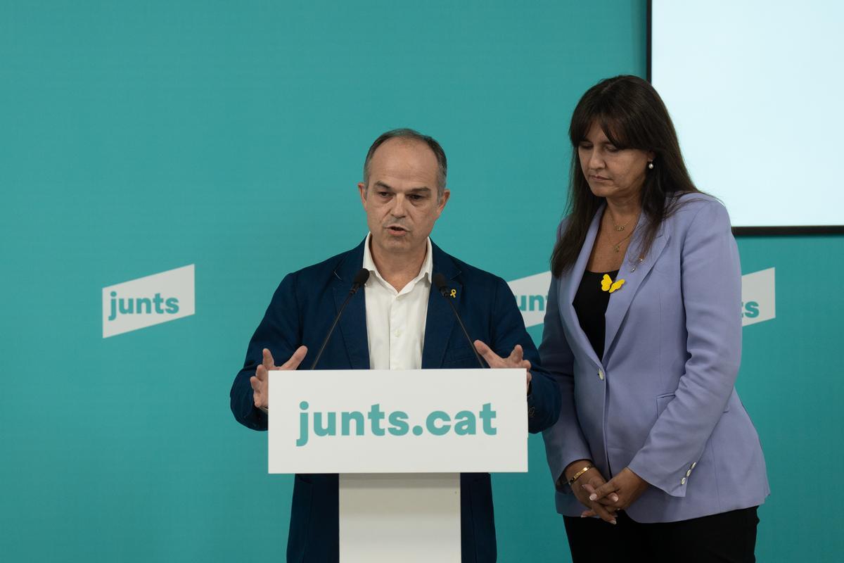 El secretario general de Junts, Jordi Turull, y la presidenta del partido, Laura Borràs.