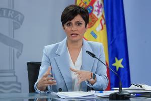 La portavoz del Gobierno, Isabel Rodríguez, este martes, en la rueda de prensa al posterior a la reunión del Consejo de Ministros.  