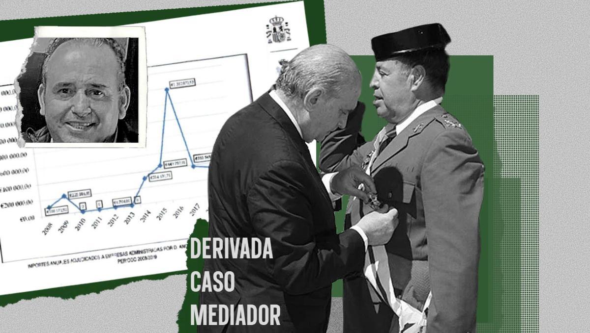 ’Collage’ del teniente general Pedro Vázquez Jarava y el exministro Jorge Fernández Díaz. A la izquierda Ángel Ramón Tejera de León ’Collage’ del teniente general Pedro Vázquez Jarava y el exministro Jorge Fernández Díaz. A la izquierda Ángel Ramón Tejera de León